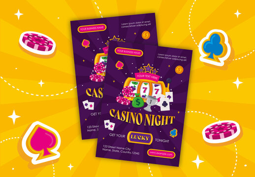 Neon Casino Night Event Poster Template