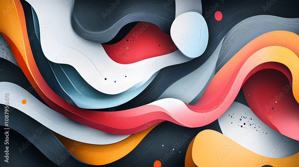 Poster abstract colorful waves flowing dynamically in 3d, creating a vibrant & textured background