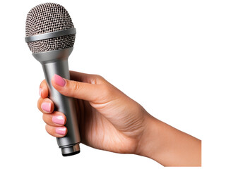 Hand Holding a Silver Microphone for Performance