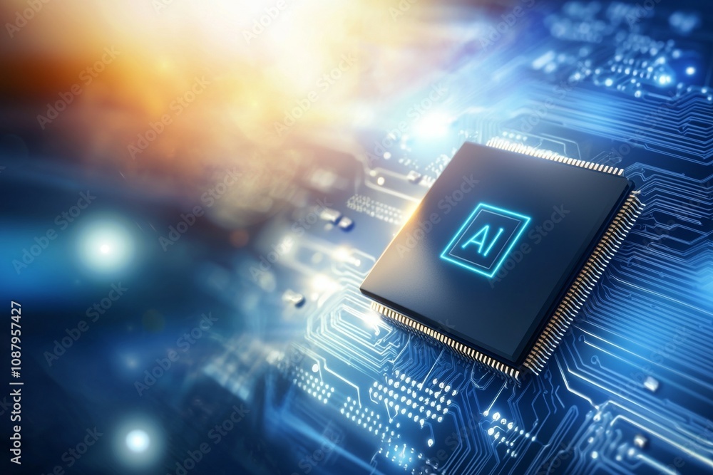 Poster artificial intelligence or ai in the concept of machine learning and education. background with sele