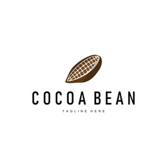 Chocolate Bean Logo, chocolate plant design with simple seed leaf and stem concept, for business branding