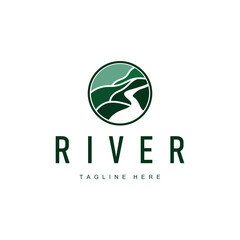 River Logo Vector River Bank Mountain Design Agriculture Symbol Illustration