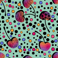 Summer fruit seamless cherry berry pattern for wrapping paper and fabrics