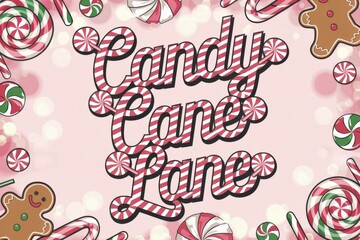 Whimsical Candy Cane Lane Illustration Christmas Marketing