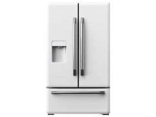 Modern White Refrigerator with Stainless Steel Handles
