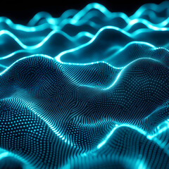Ethereal Aquatic Awe: Bioluminescent Waves in Turquoise and Virtual Realms