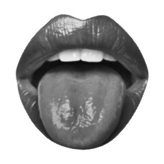 Pixelated effect applied to lips.