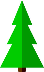 Christmas tree icon, isolated Xmas fir symbol on transparent background.  PNG illustration