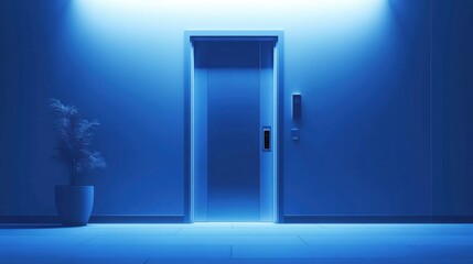 This modern home entrance showcases advanced security features, including cameras, sensors, and a fingerprint scanner for access control. Generative AI
