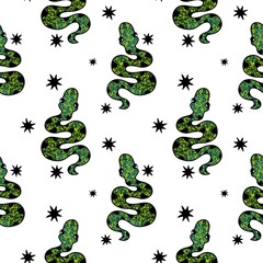 Fototapeta premium Summer animals seamless snake pattern for wrapping paper and new 2025 year