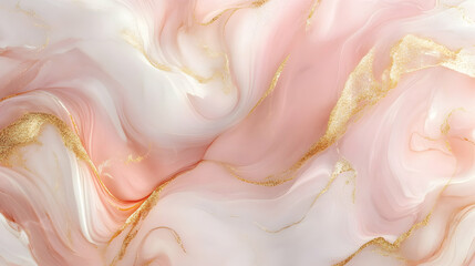 Abstract Pink and Gold Swirls: Elegant Fluid Acrylic Painting Background