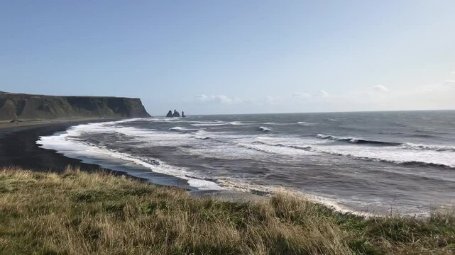 view of black sand beach
