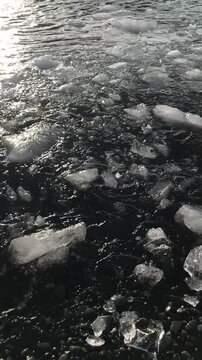 icy water and stones