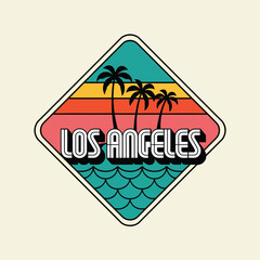 Obraz premium Vector t-shirt design with Los Angeles typography illustration.