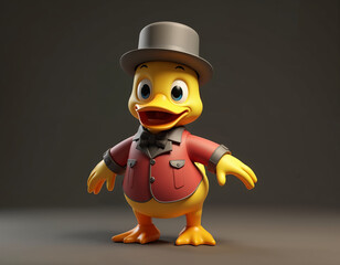 Pato vestido de traje 3D
