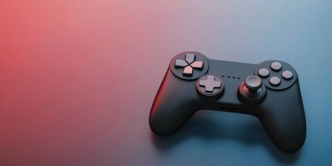 A stylish black gaming controller rests on a gradient background, combining modern design with vibrant colors, ideal for gamers and tech enthusiasts.