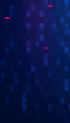 Abstract Digital Futuristic Technology Pixel Panoramic Banner  Background. 3D rendering illustration Dark BLUE backgroud texture in rectangular  pattern with random repeating red blue rectangles, st