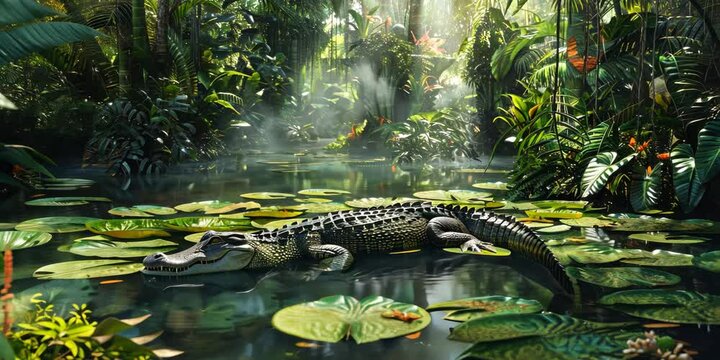 Enchanted creatures frolic in lush, mystical habitats of the magical zoo, 4K Video