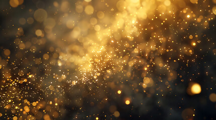 Obraz premium nighttime photography, capture of a dazzling fireworks show in the night sky, highlighting golden bursts against a blurred, dark background shot with a telephoto lens and flash, conveying a festive