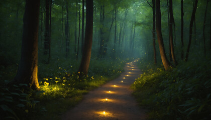 Obraz premium dark forest in the morning