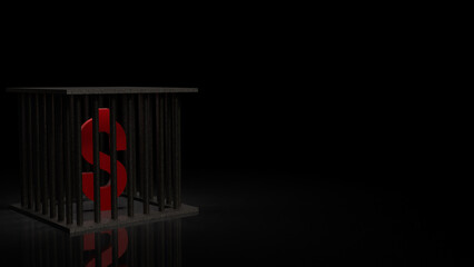 The dollar symbol in cage for Business concept 3d rendering.