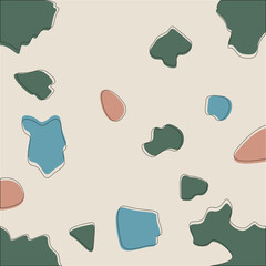 Formas de blog orgânicas abstratas perfeitas em várias cores com design de padrão de superfície de contorno deslocado para impressão. Ilustração de alta qualidade. Design de ladrilho gráfico moderno