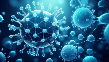 Obraz premium abstract molecular virology medical concept blue background