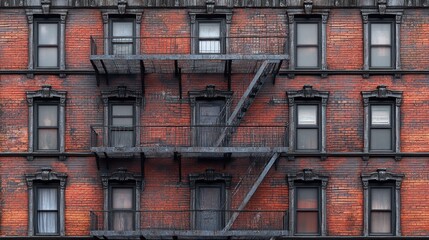Old brick building with fire escape.