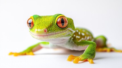 Closeup of a Green Gecko with Striking Red Eyes