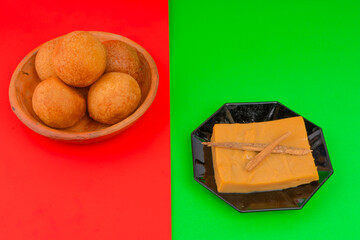 Fritter and custard Colombian cuisine - Christmas tradition