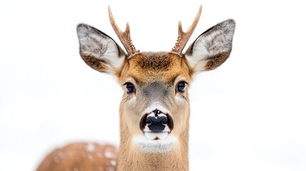 Obraz premium A Close-Up Portrait of a Curious Deer