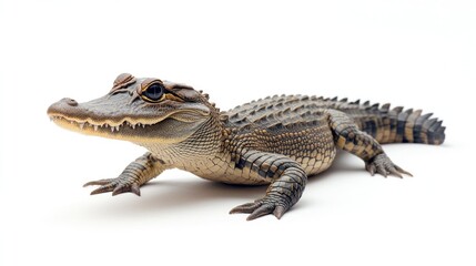 Obraz premium Baby Alligator on White Background