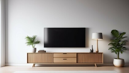 minimalist living room interior with white wall background and tv cabinet minimalist living room interior decor white