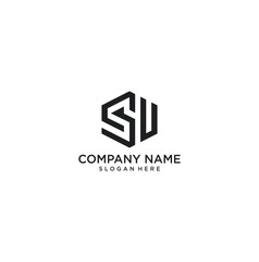 letter SU logo design vector
