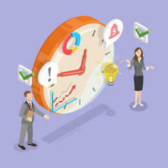 3D Isometric Flat Vector Illustration of Planning And Organizing Schedule, Time Management Concept