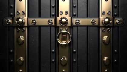 Elegant Black And Gold Door With Intricate Details