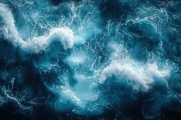 Detailed shot of the sea surface capturing the light reflections and textured water pattern