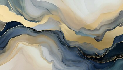 watercolor alcohol ink wave flou texture painting landscape abstract gold gray blue and beige neutral background texture marble generative ai