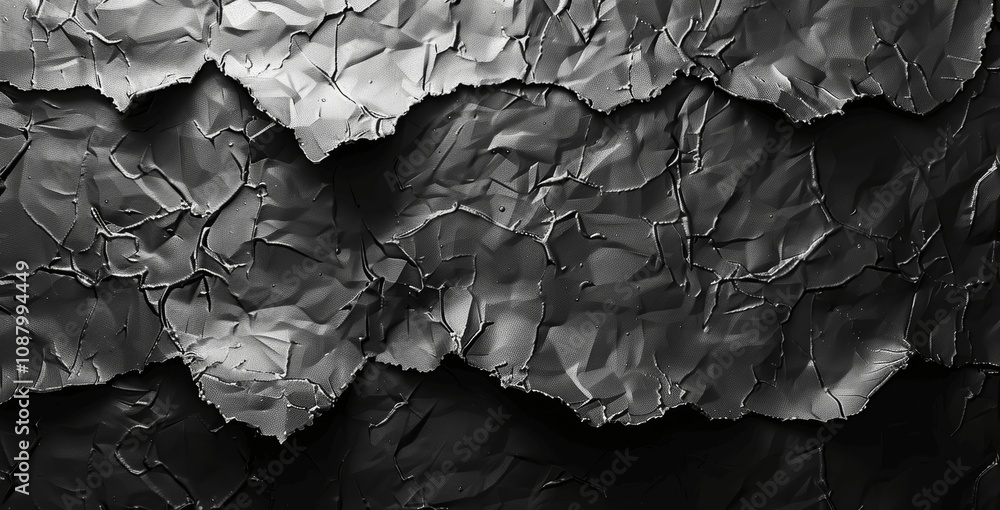 Poster black crumpled paper texture background for design and text