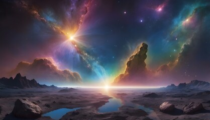 abstract meteorite floating in a dynamic space scene, excellent for product branding