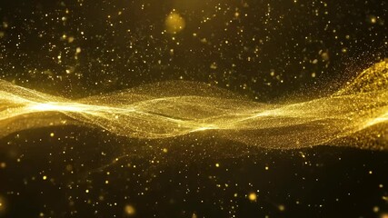 A gold wave with a lot of sparkles. The wave is very long