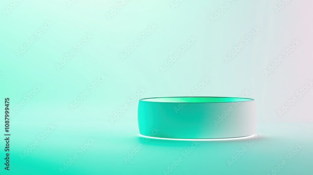 Poster minimalist design of a sleek cylindrical object on green gradient background