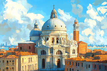 Obraz premium Artistic illustration of venice's st. mark's basilica.