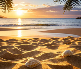 sea ​​view with sunset on the beach
