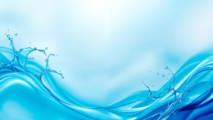 Obraz premium A serene, soft background with beautiful, flowing water elements. Gentle splashes and wave-like curves of blue water appear around the edges, creating a calming and harmonious design. 