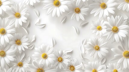Fototapeta premium A serene arrangement of white daisies on a light background, creating a calming and fresh aesthetic.