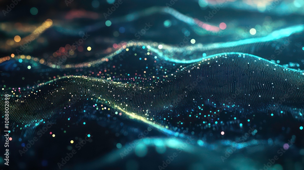 Poster data visualization with dots and lines in an abstract background. high-quality rendering.