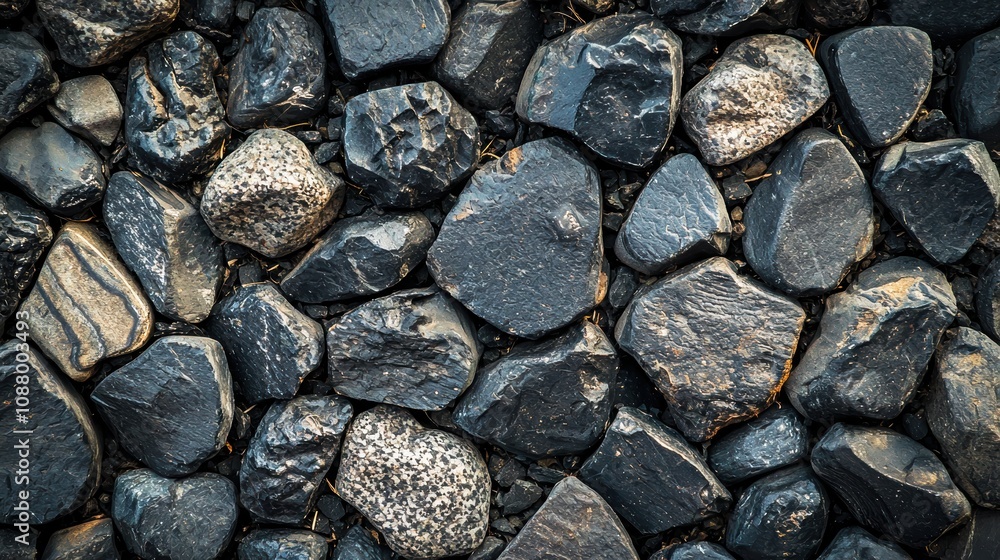 Aufkleber textured surface of dark rocks and stones in various shapes and sizes creating a natural and earthy 