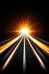 Obraz premium Bright Light and Dynamic Motion on a Dark Road Representing Speed and Energy in Futuristic Design for Background or Conceptual Use