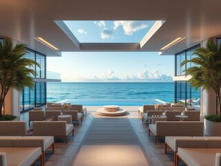 Fototapeta premium A stunning modern oceanfront property with sleek architecture and high investment potential, development, architecture